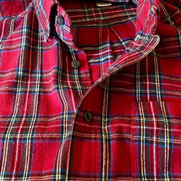 LL Bean Scotch Plaid Flannel Shirt - Picture 2 of 9